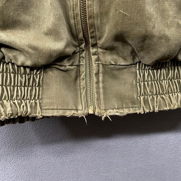 Vtg 80s 90s Dual Control Canvas Leather Bomber Flight Jacket Mens M Quilted Line - Picture 7 of 16